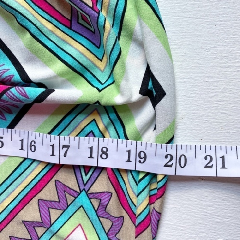 London Times Colorful Geometric‎ Diamond Print Halter Style Midi Dress - Picture 10 of 12
